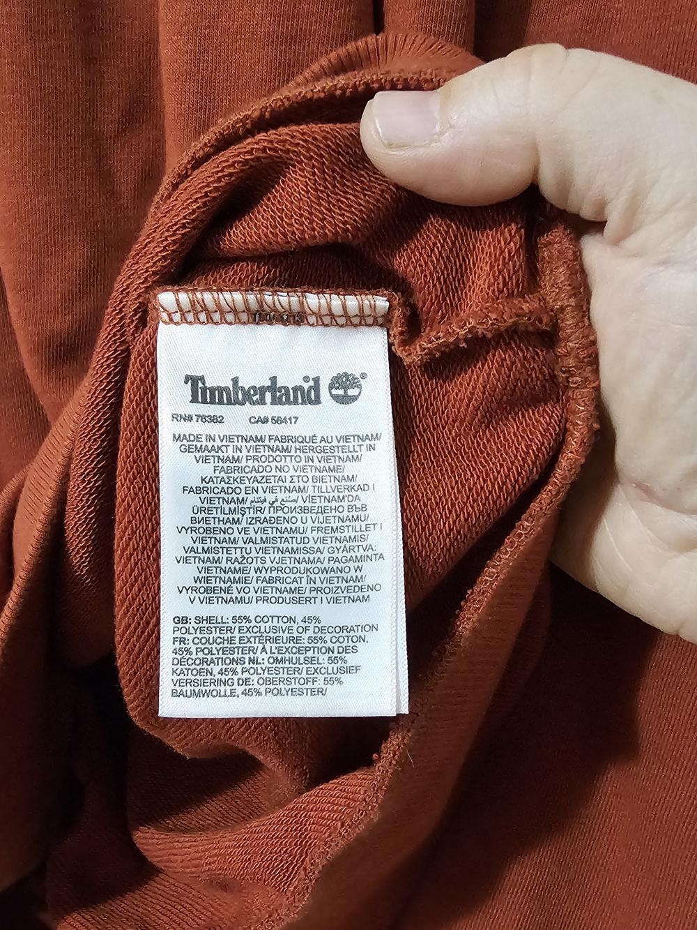 Timberland Men's Oyster River Crewneck Sweatshirt - Burnt Orange / Rust Size L - Picture 4 of 5
